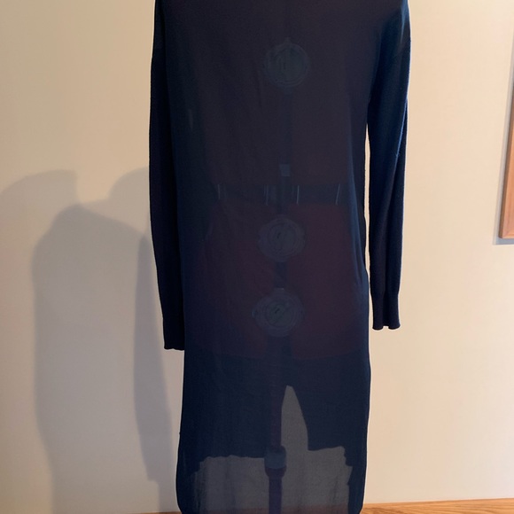 Black Cardigan - duster length with zip front closure and sheer back. - Picture 5 of 6